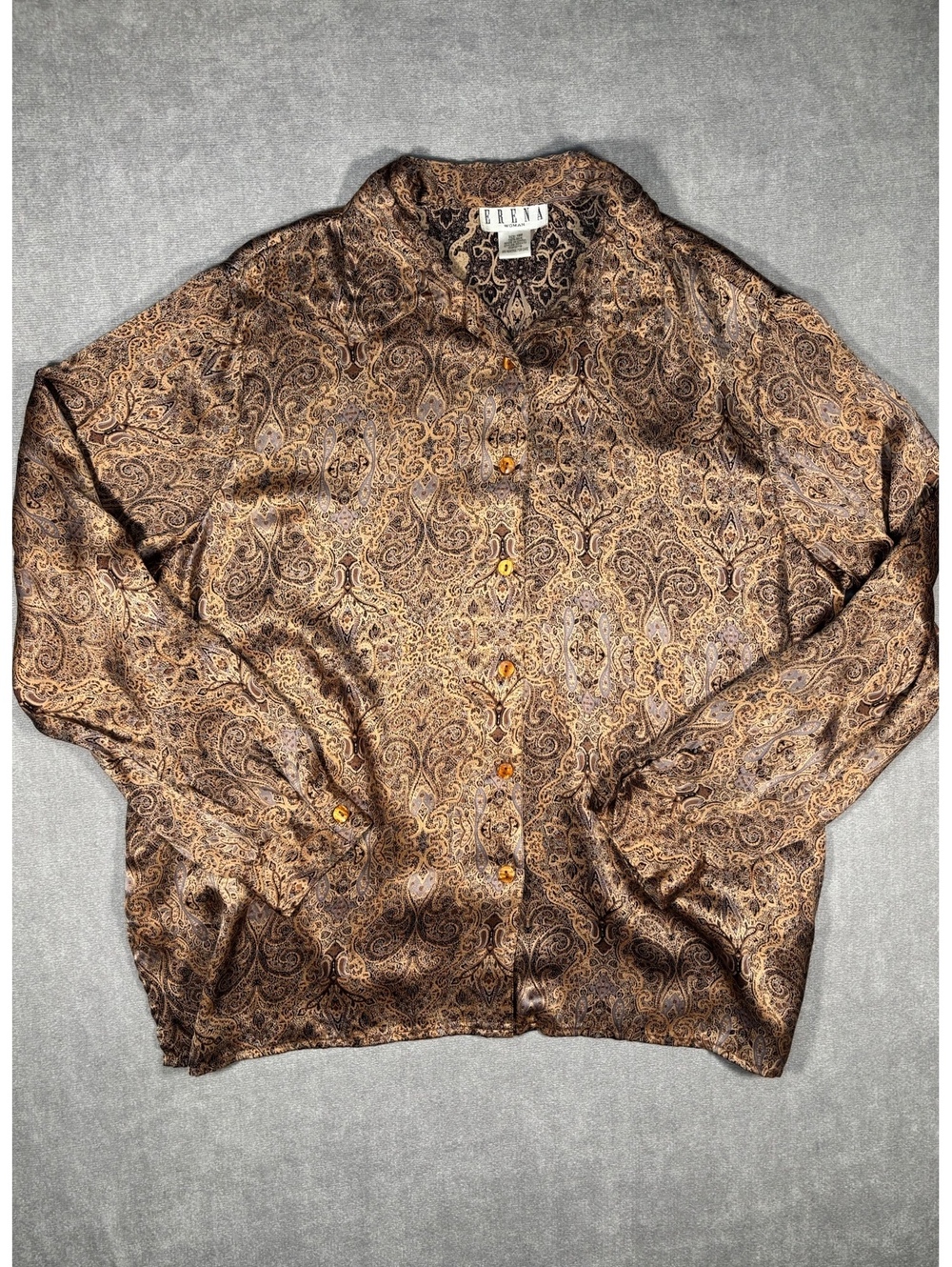 Erena Woman 100% Silk Paisley Blouse Size 18W
